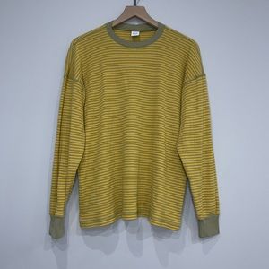 TNA Tremont waffle knit oversized thermal striped long sleeve top